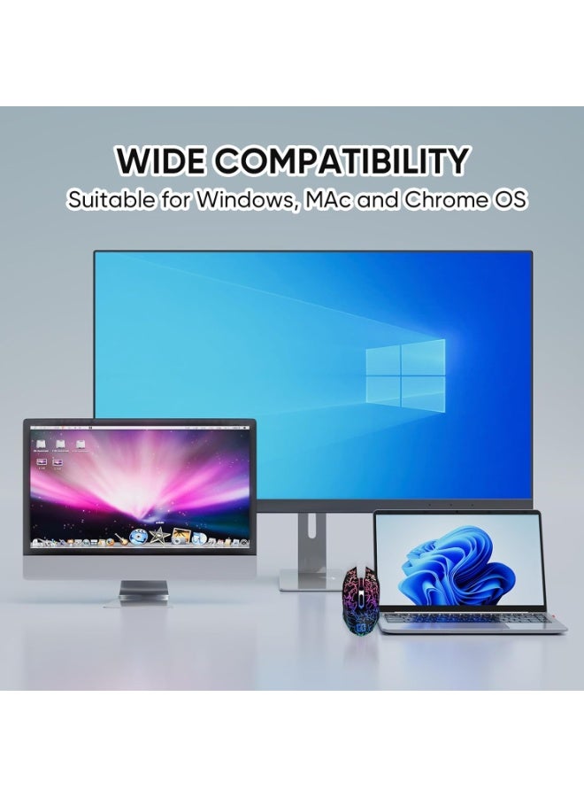 Wireless, Bluetooth Gaming Mouse, Silent Clicks RGB Rechargeable - Optical Sensor 1600 DPI Charge with USB C Port - Image 2